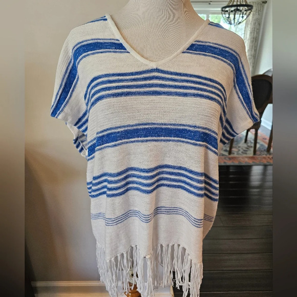 Ralph Lauren Tops - Lauren Jeans Co Ralph Lauren •Size Small• White Blue Striped Linen Cotton Blend